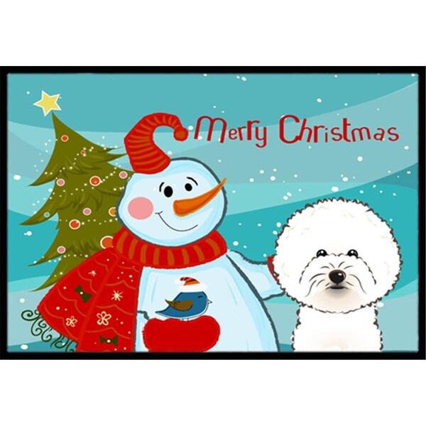 Carolines Treasures Snowman With Bichon Frise Indoor and Outdoor Mat- 24 x 36 in. BB1837JMAT - main